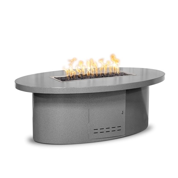 The Outdoor Plus 60 Oval Vallejo Fire Table, Powder Coated Metal, Gray, Match Lit with Flame Sense, Liquid Propane OPT-VALPC60FSML-GRY-LP